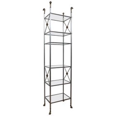 Steel and Brass Étagère by Jansen in the Neoclassical Style