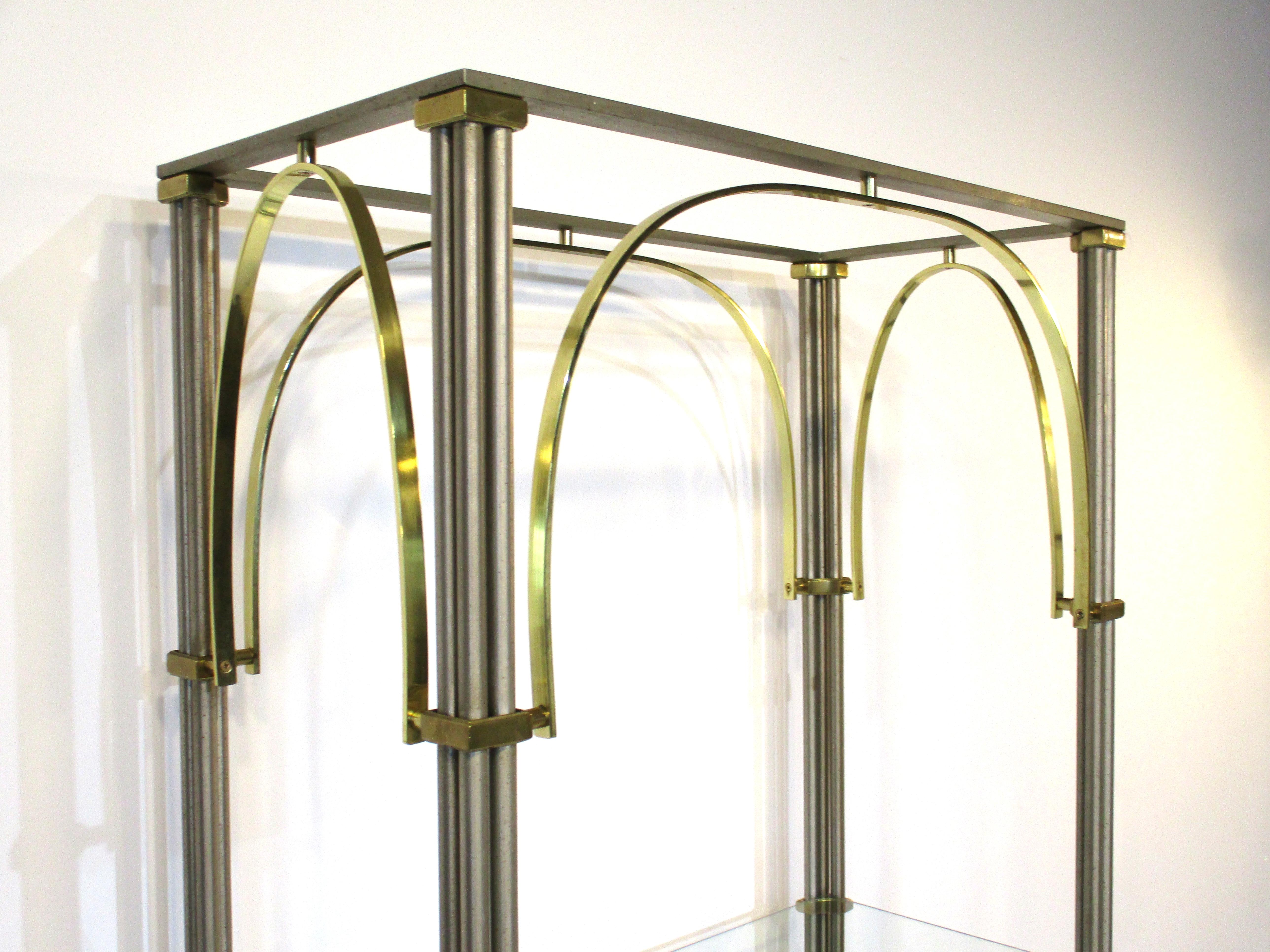 Unknown Steel and Brass Etagere in the Style of Maison Jansen For Sale