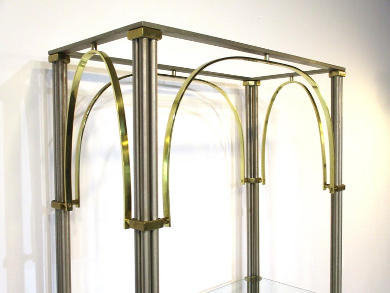 Steel and Brass Etagere in the Style of Maison Jansen