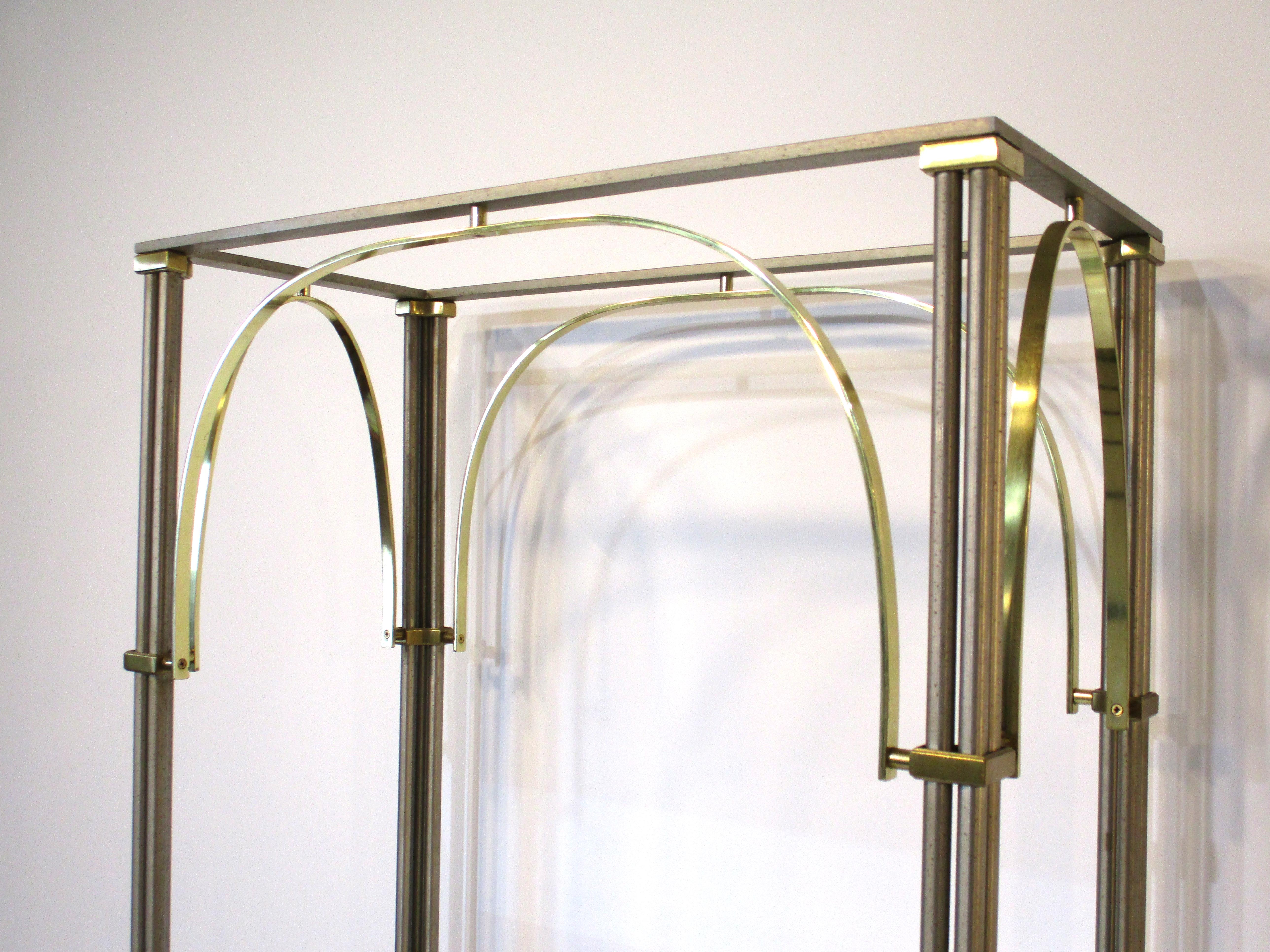 Steel and Brass Etagere in the Style of Maison Jansen For Sale 2