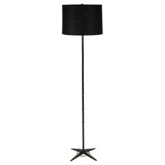 Steel and Brass Floor Lamp in the Manner of Jacques Adnet