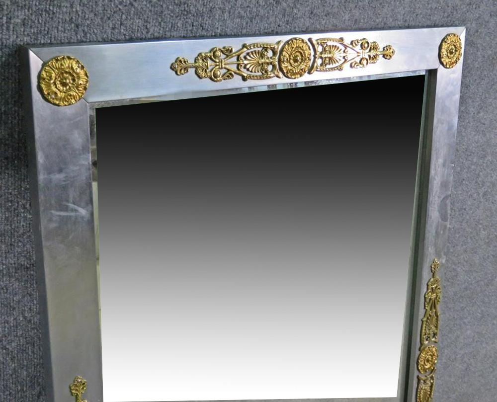 Steel and Brass John Vesey Style French Directoire Wall Mirror, C1960 1