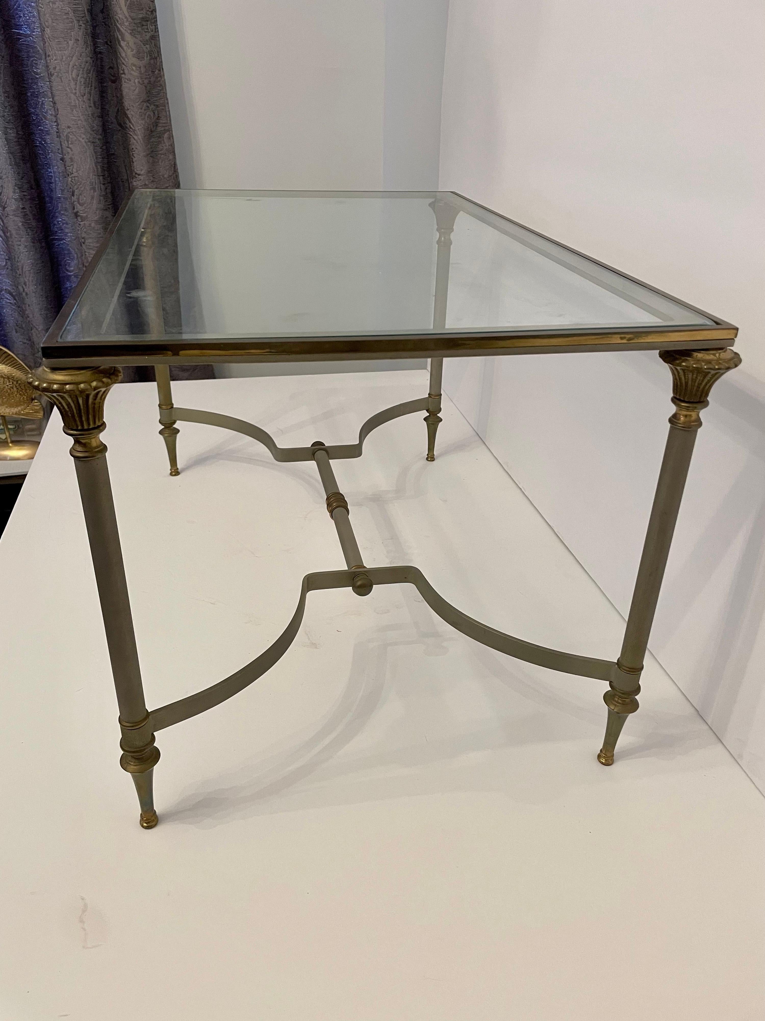 Steel and Brass Maison Jansen Style Coffee Table 5