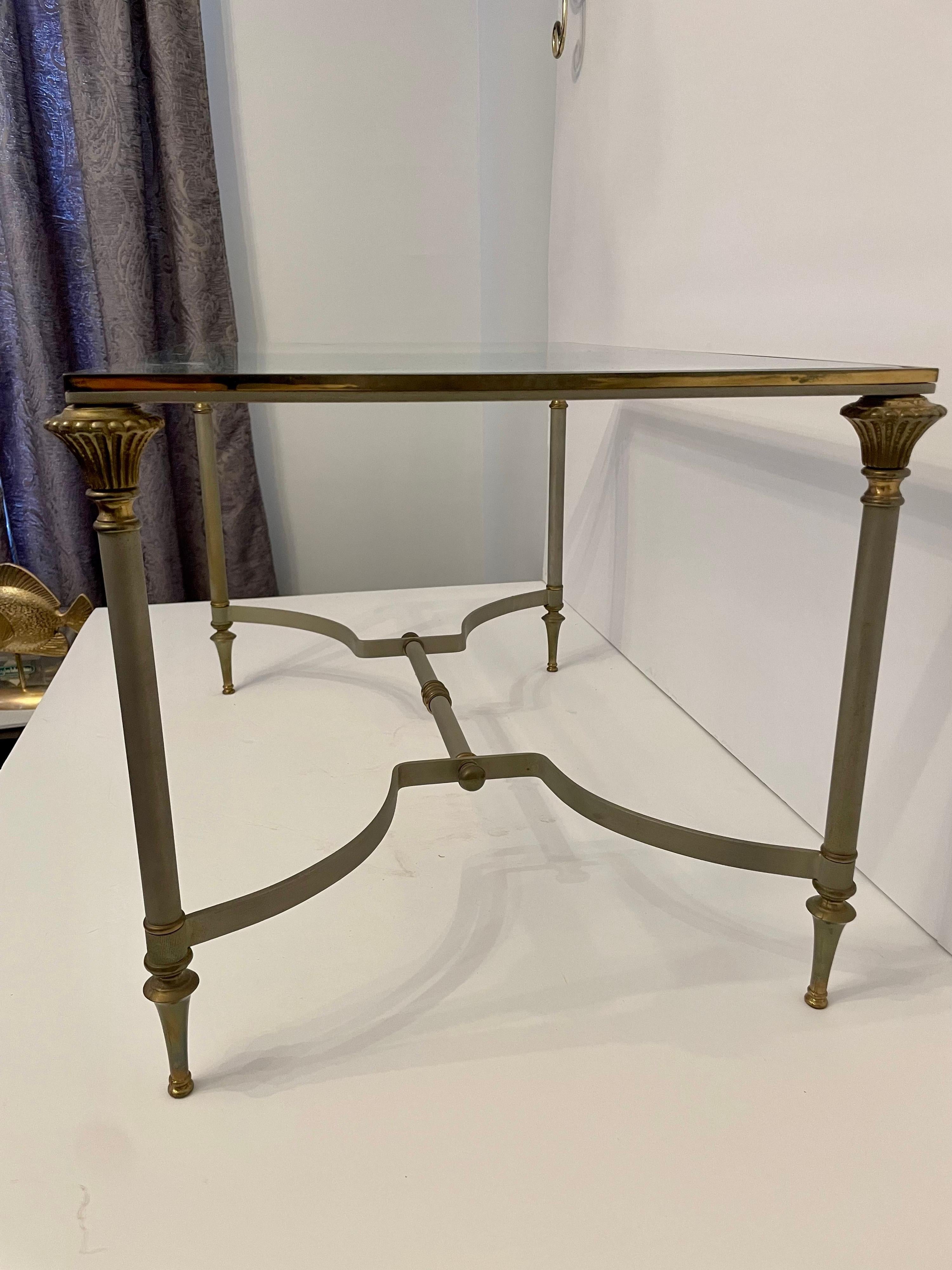 Steel and Brass Maison Jansen Style Coffee Table 6