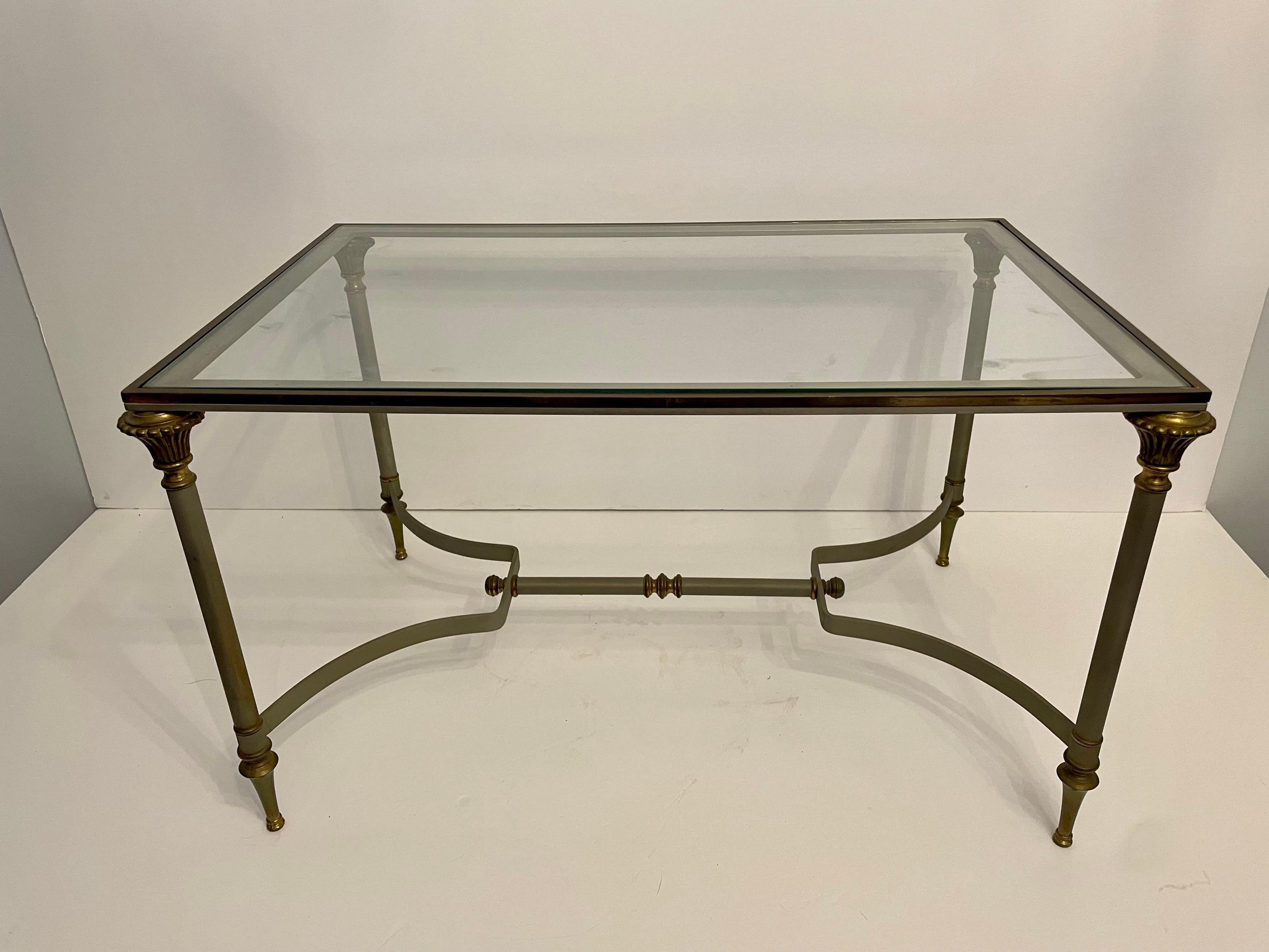 Steel and Brass Maison Jansen Style Coffee Table In Good Condition In New York, NY