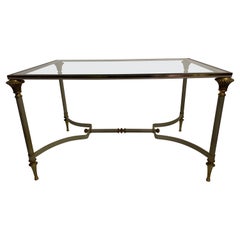 Steel and Brass Maison Jansen Style Coffee Table Steel and Brass Maison Jansen Style Coffee Table