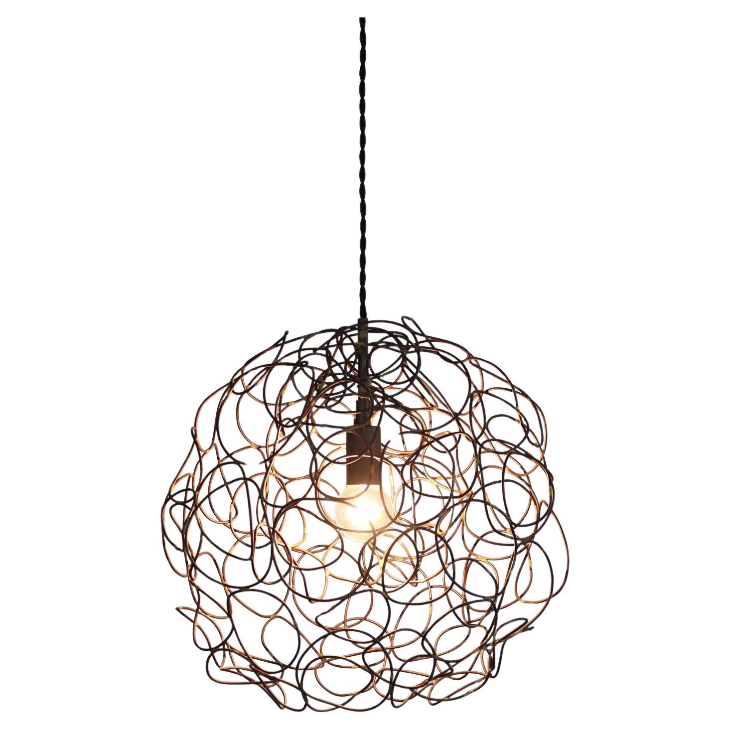 Lampada a sospensione in Steele e Ottone in vendita