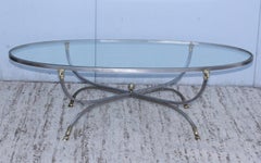 Steel and Brass Rams Head Oval Italian Coffee Table