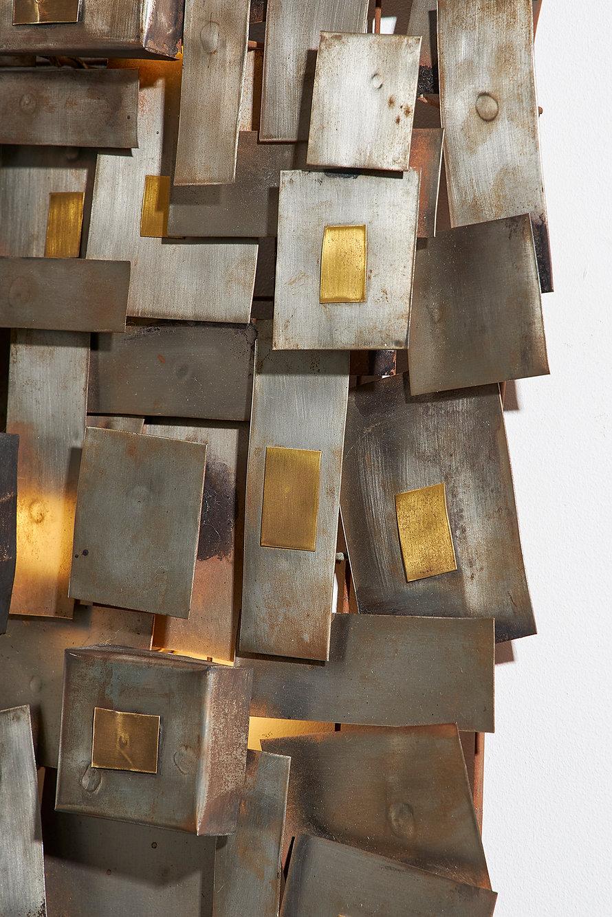 Steel and Brass Sculpture Wall Light by Fixa, French, circa 1960s For Sale 3