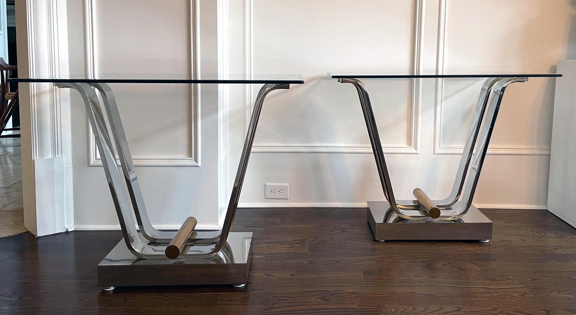 Steel and Brass Tulip Bases for Dining or Console tables by Karl Springer For Sale 9