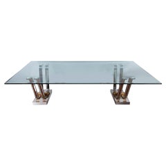 Bases de tulipes en acier et laiton pour les tables de salle à manger ou les consoles de Karl Springer