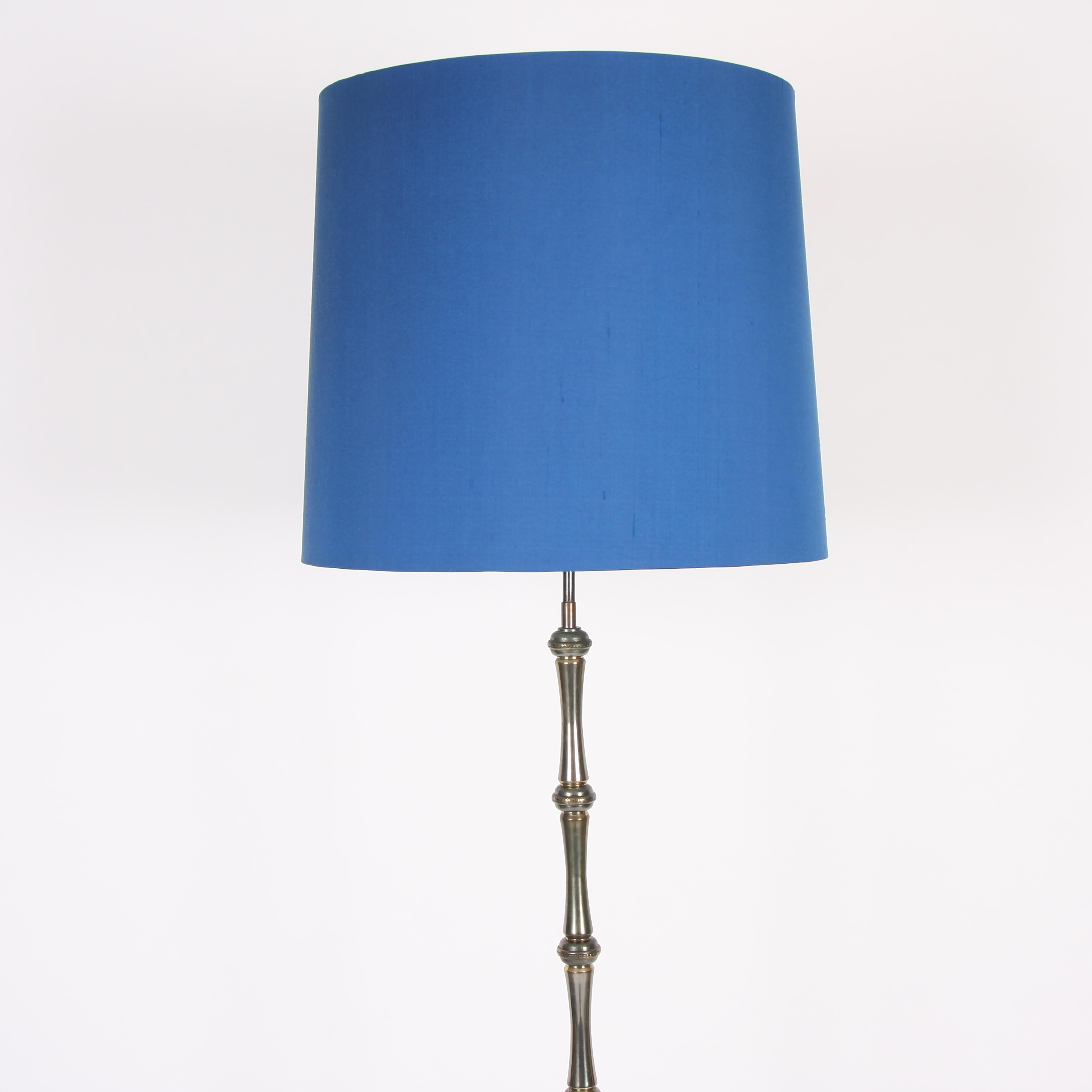 French Steel and Brass Two-Tone Floorlamp For Sale