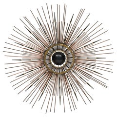 Sunburst-Spiegel aus geschweißtem Stahl und Messing
