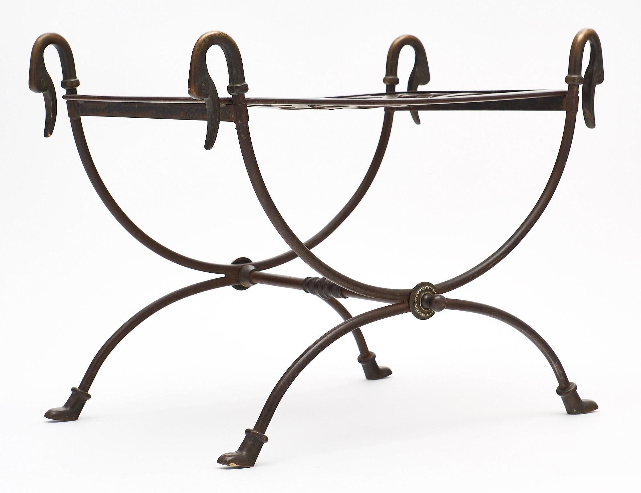 Steel and Bronze Antique Swan Stool For Sale 1