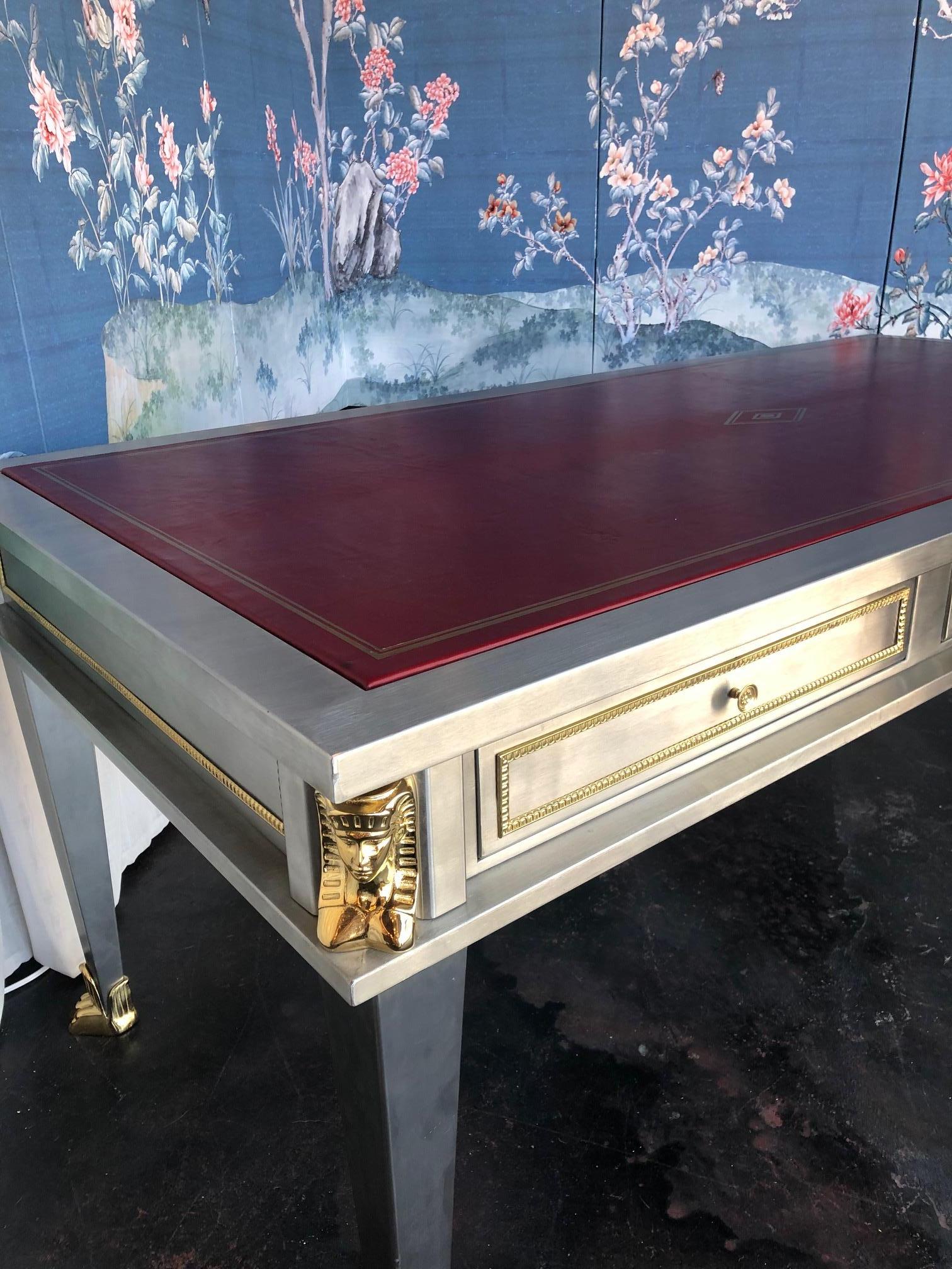 Steel and Bronze Dore Desk by John Vesey In Good Condition For Sale In Los Angeles, CA