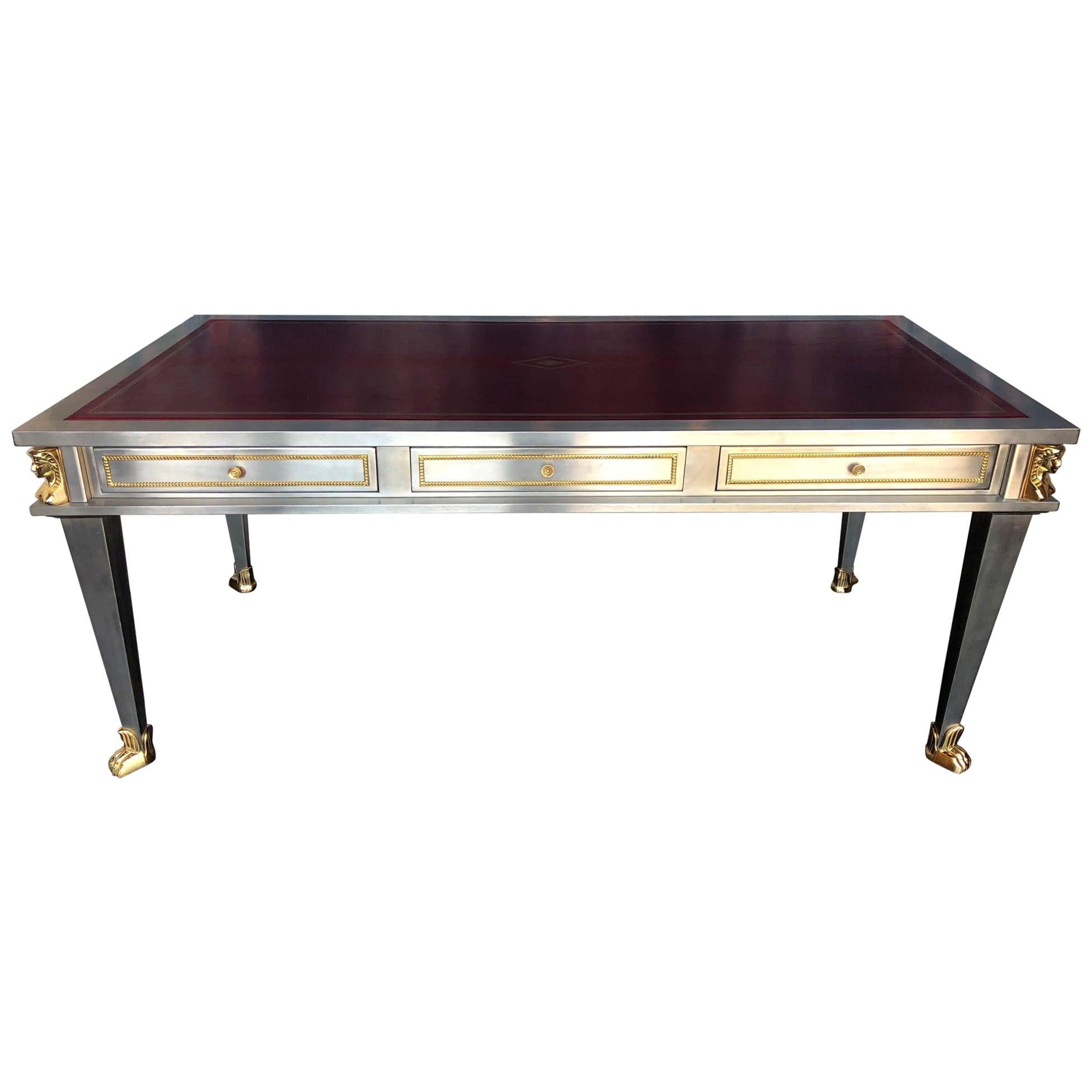 Steel and Bronze Dore Desk by John Vesey For Sale