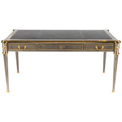 Steel and Bronze Dore Writing Desk with Leather Top by John Vesey