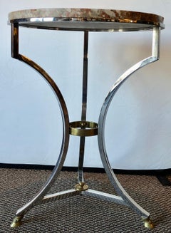 Steel and Bronze Jansen Claw Foot Bouilliotte or End Table with a Marble Top