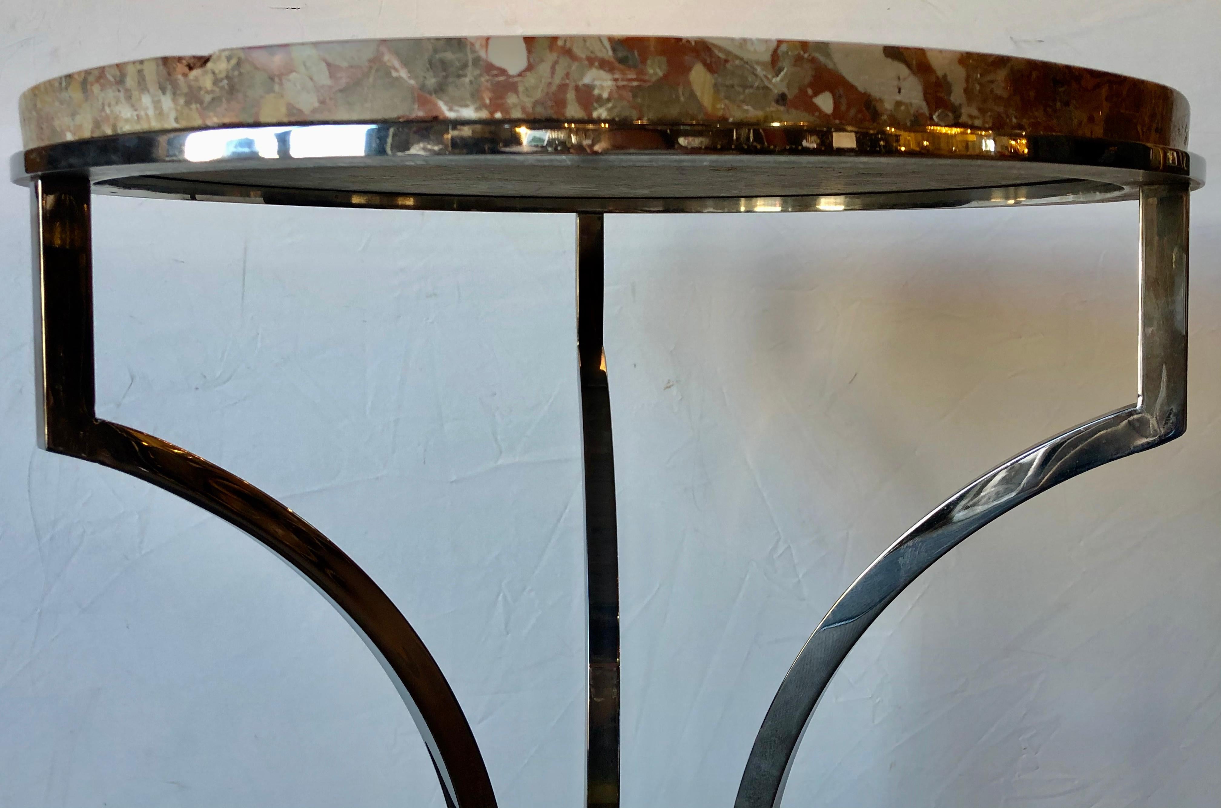 Steel and Bronze Jansen Claw Foot Bouilliotte or End Table with a Marble Top 3