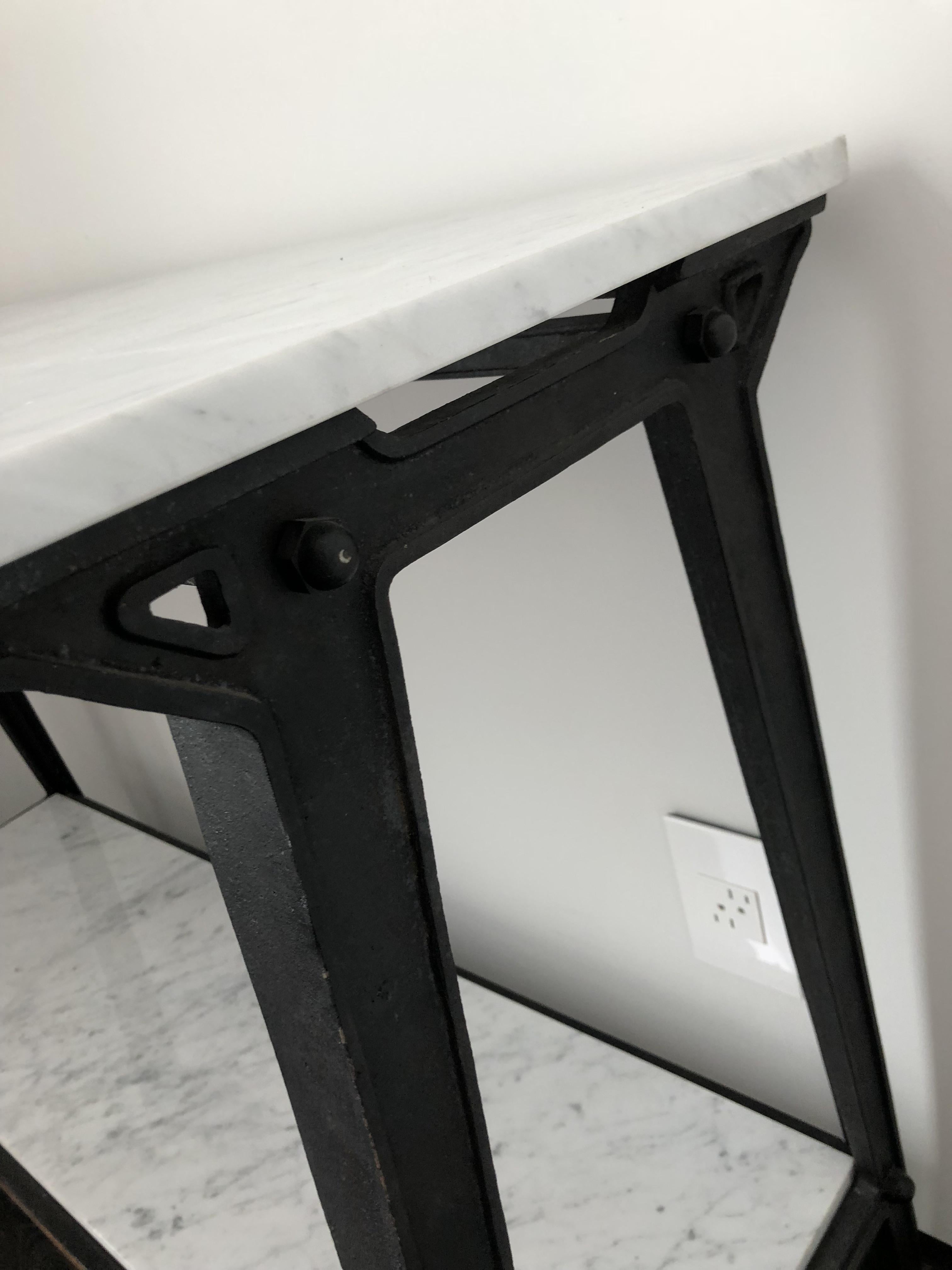 Steel and Carrara Marble Console Table 4