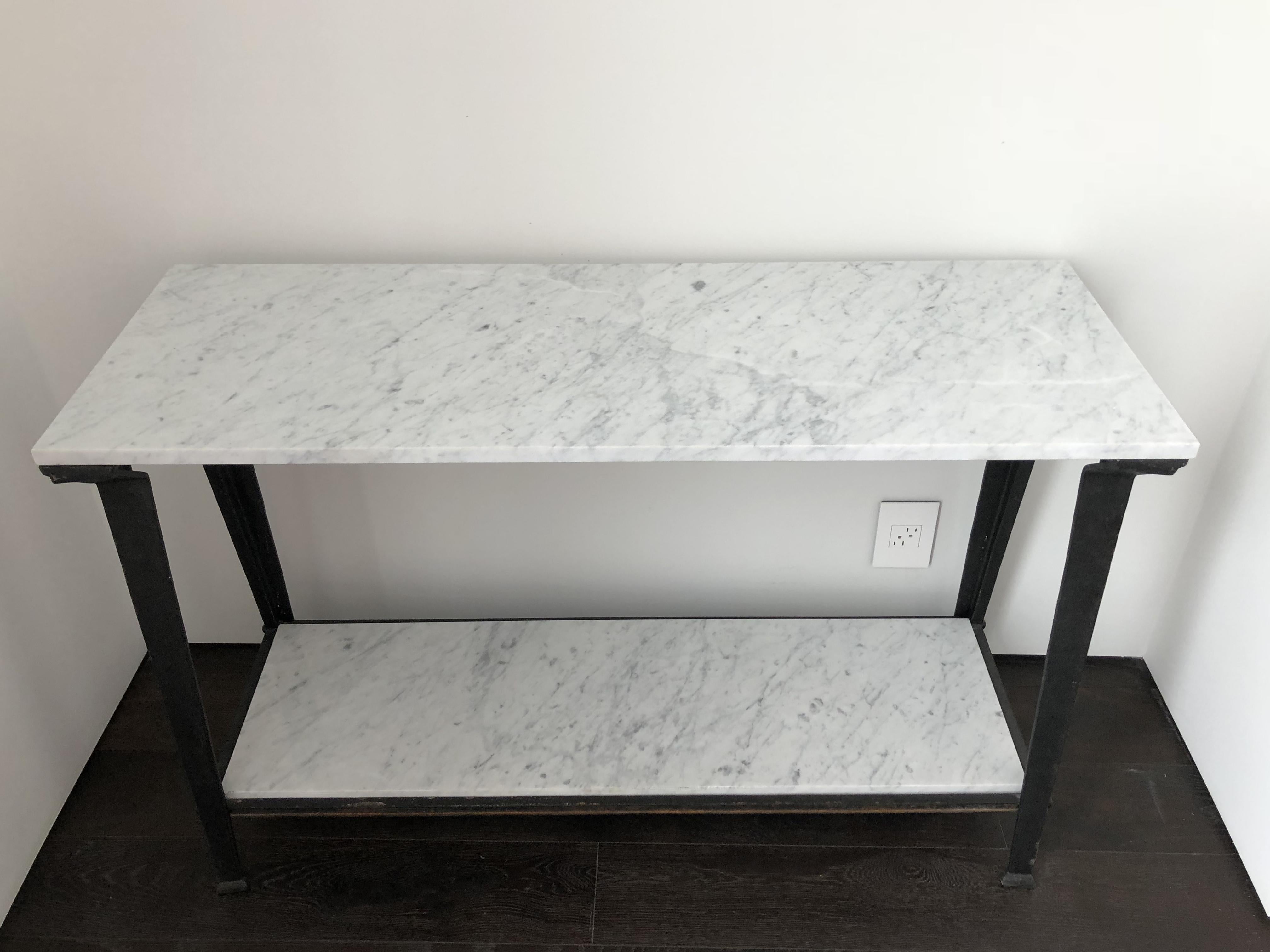 Steel and Carrara Marble Console Table 1