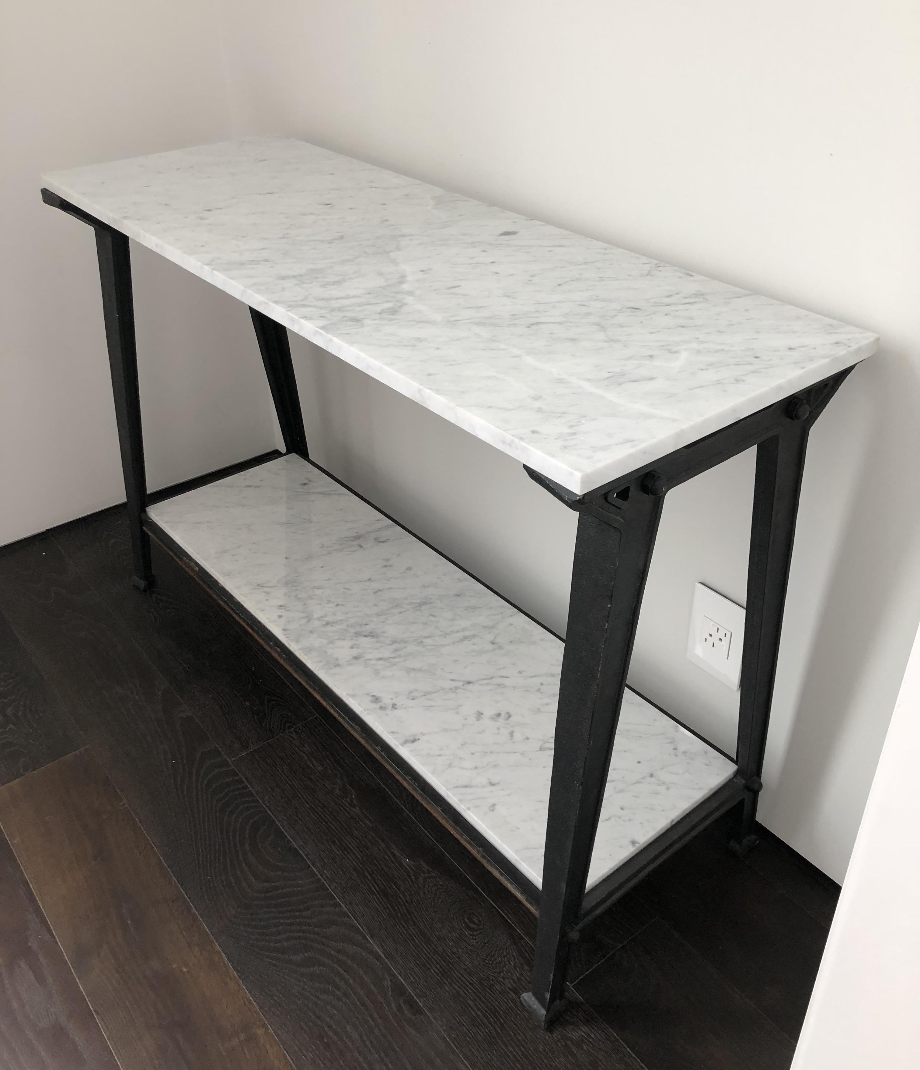 Steel and Carrara Marble Console Table 2