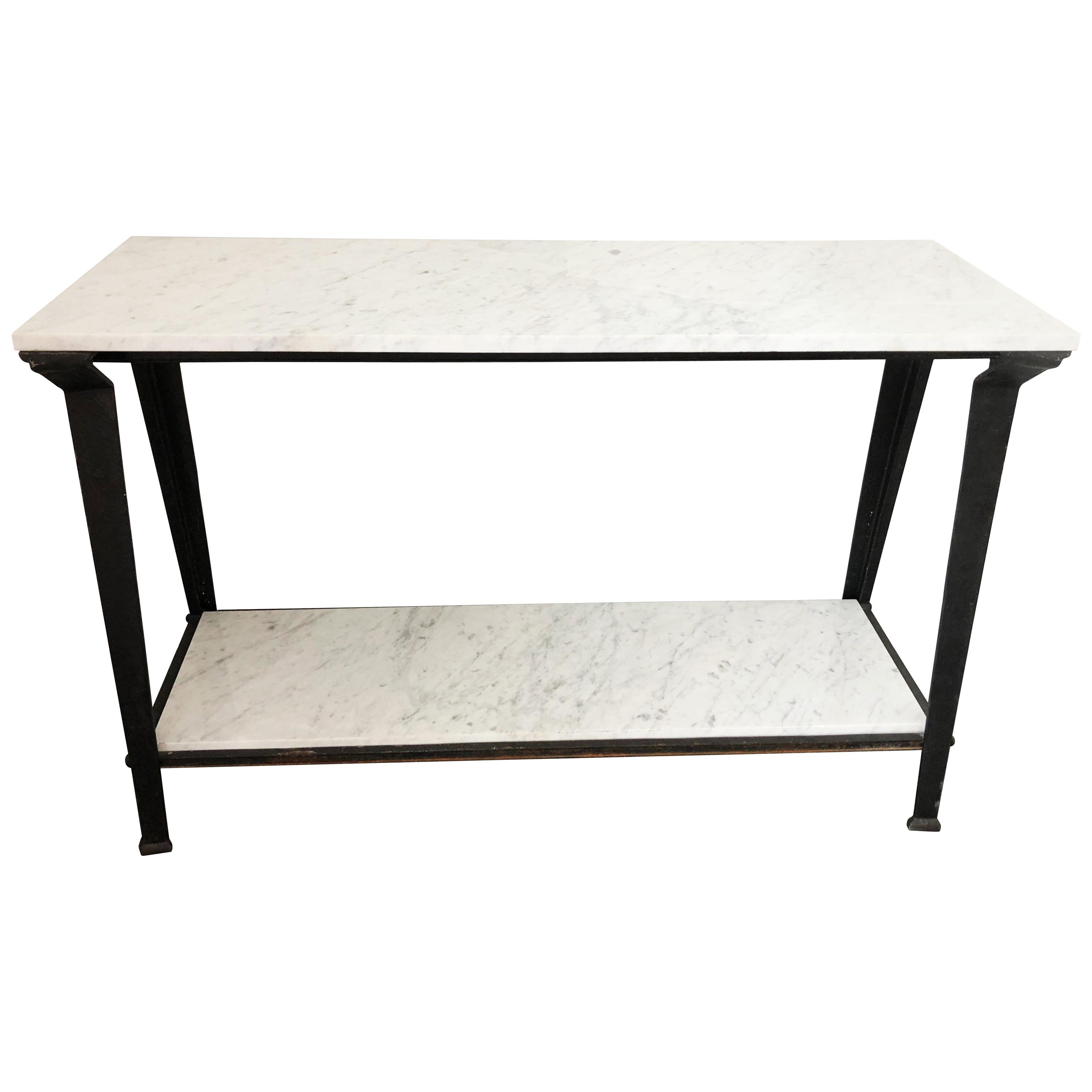 Steel and Carrara Marble Console Table
