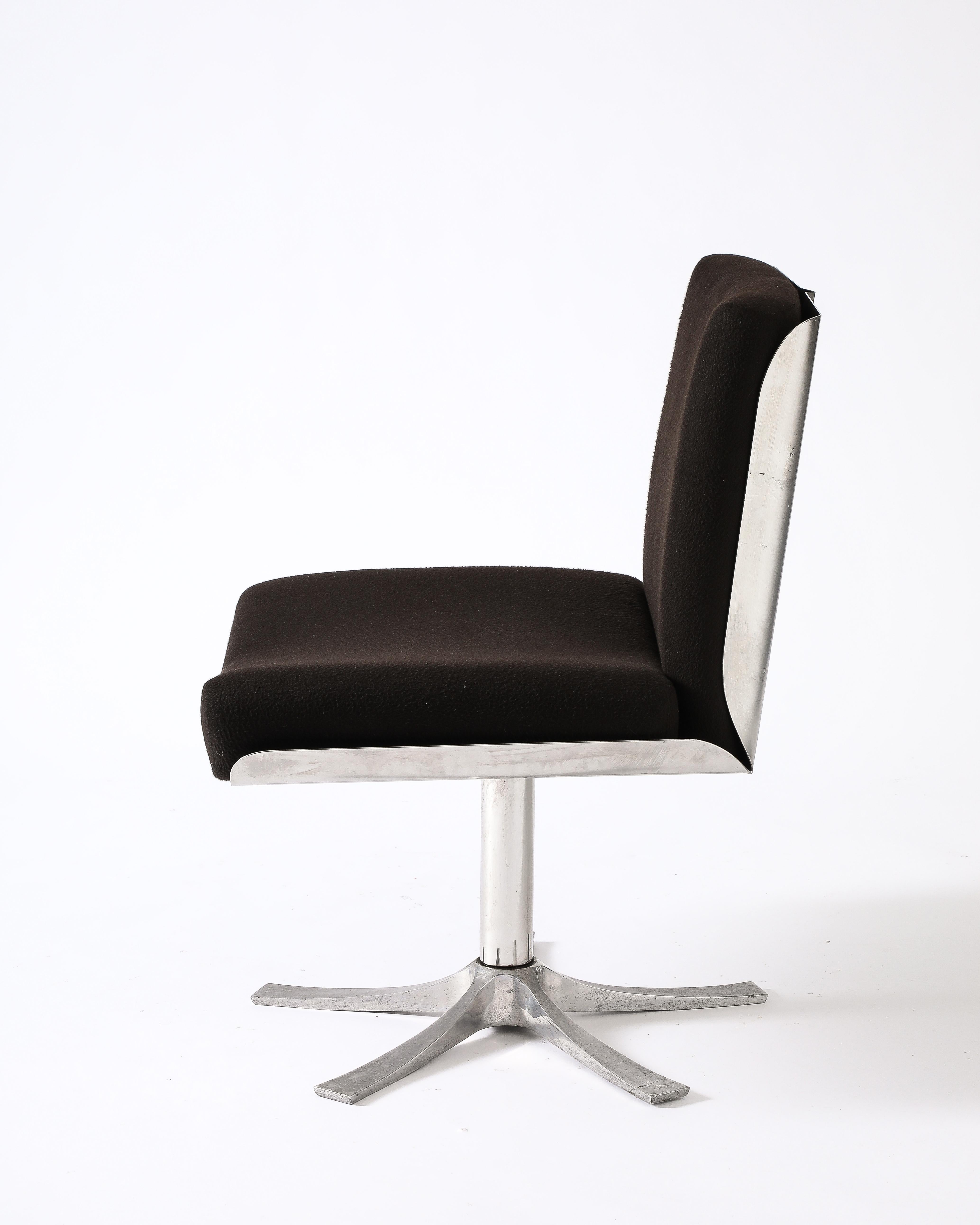 Steel and Cashmere Side/Lounge Chair by Jacques Charpentier, France, c. 1970 For Sale 4