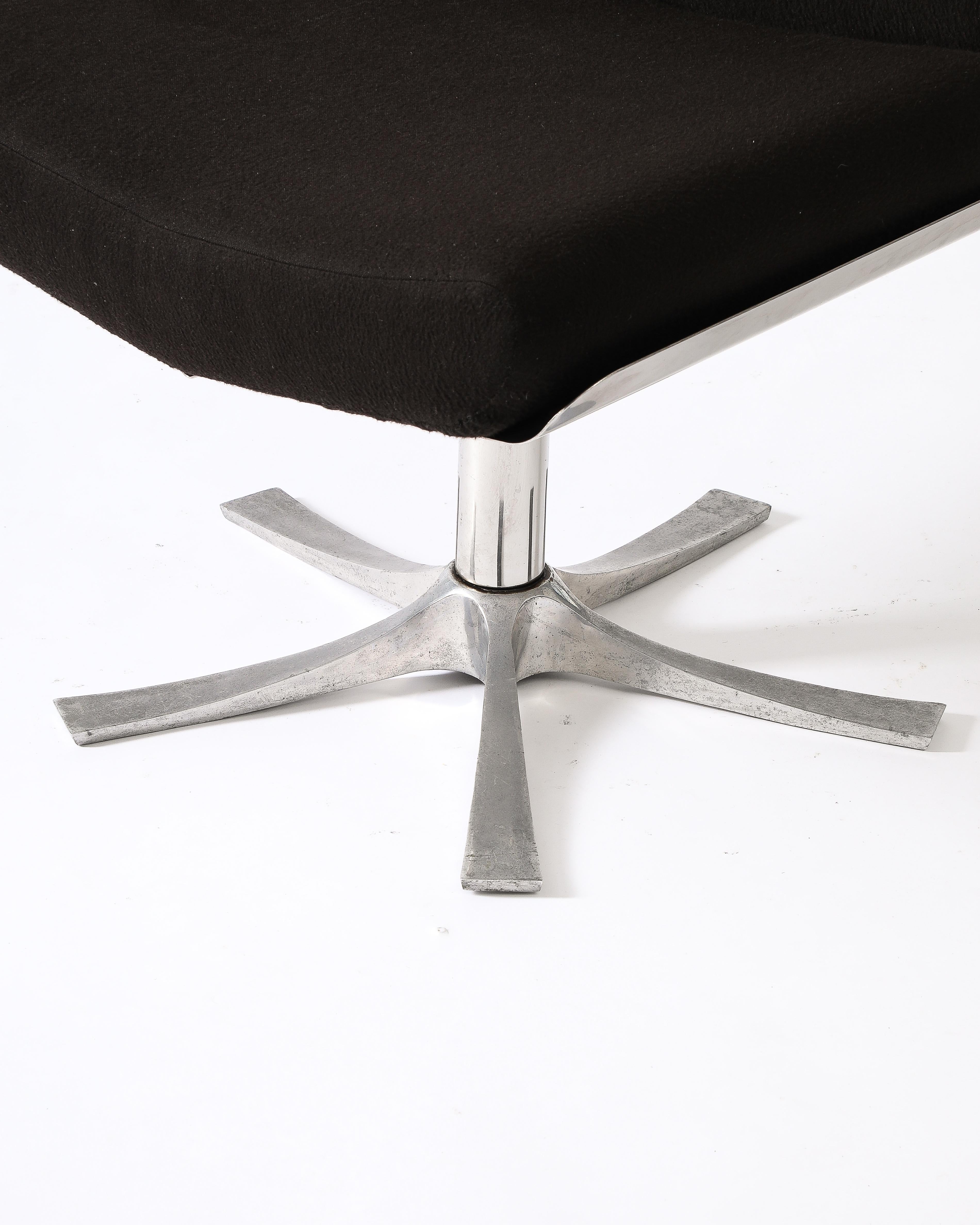 Steel and Cashmere Side/Lounge Chair by Jacques Charpentier, France, c. 1970 For Sale 7