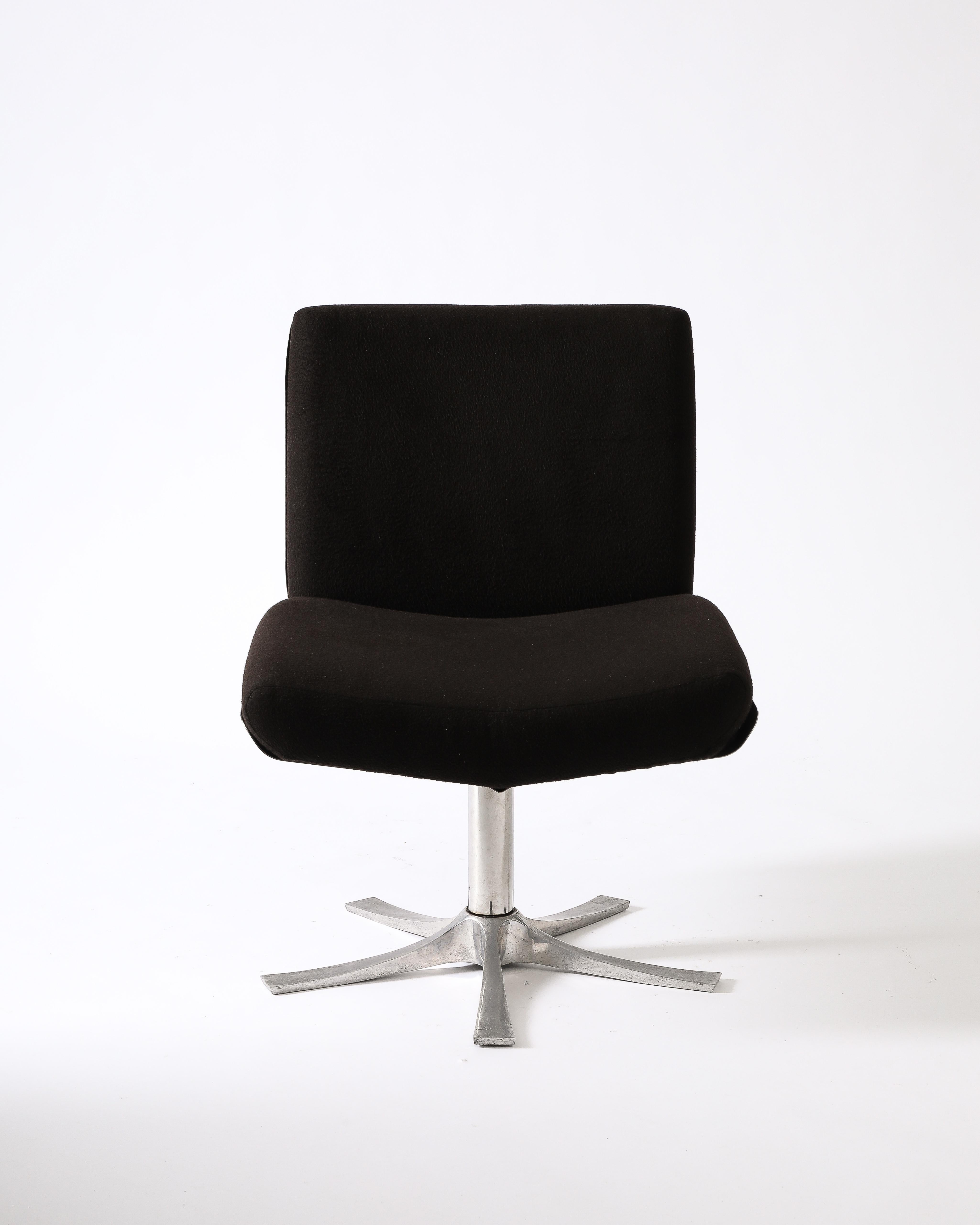 Steel and Cashmere Side/Lounge Chair by Jacques Charpentier, France, c. 1970 For Sale 1