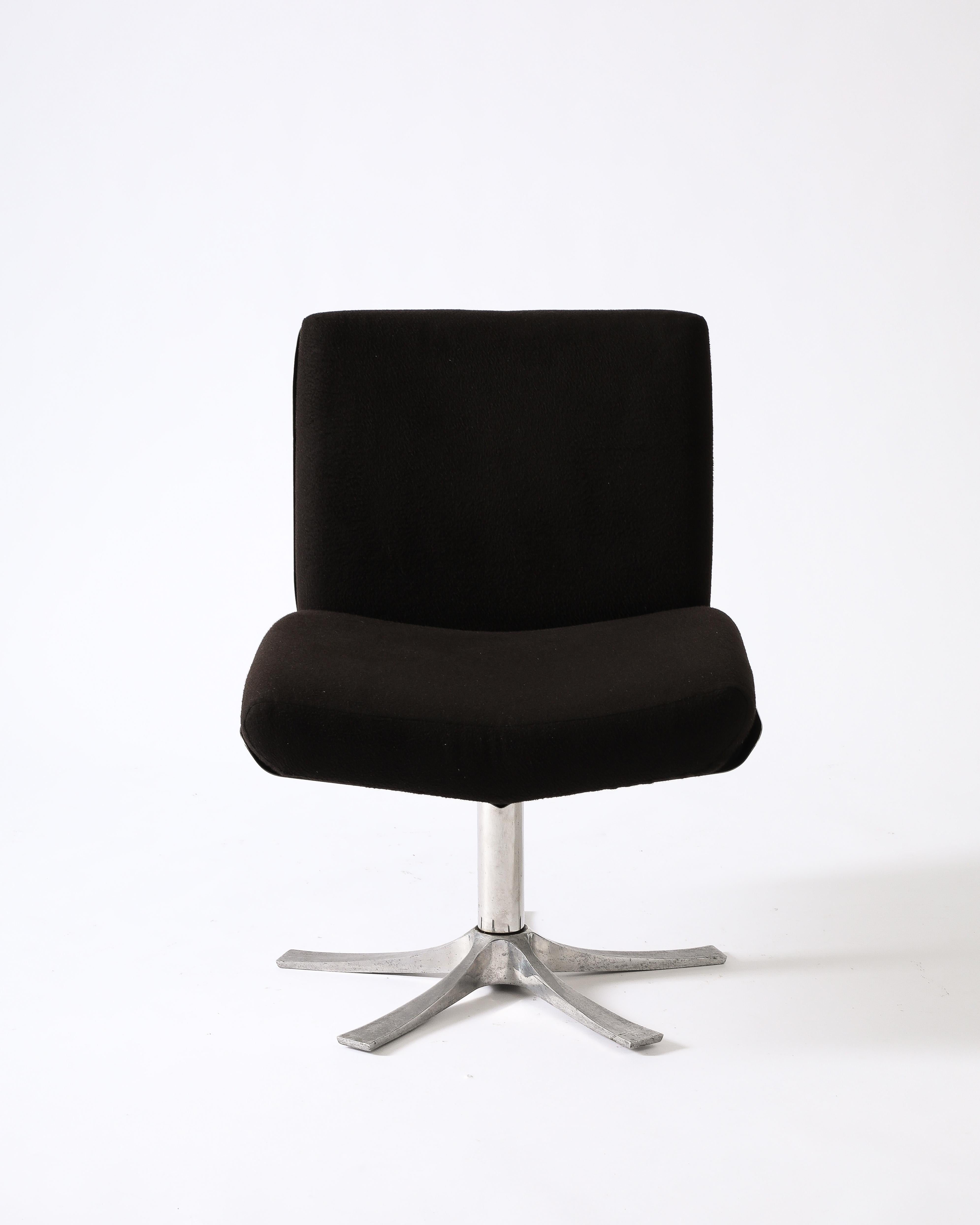 Steel and Cashmere Side/Lounge Chair by Jacques Charpentier, France, c. 1970 For Sale 2