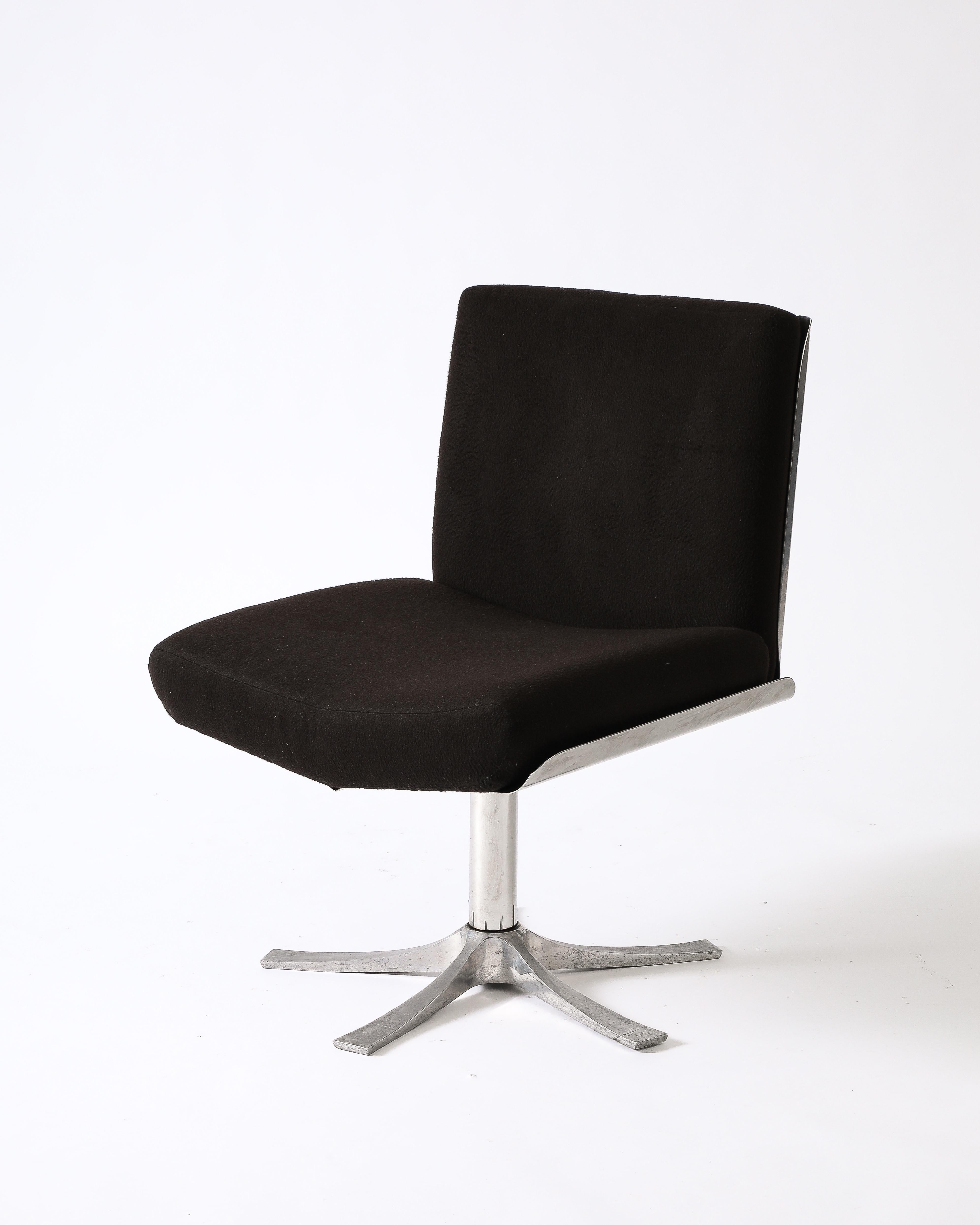 Steel and Cashmere Side/Lounge Chair by Jacques Charpentier, France, c. 1970 For Sale 3
