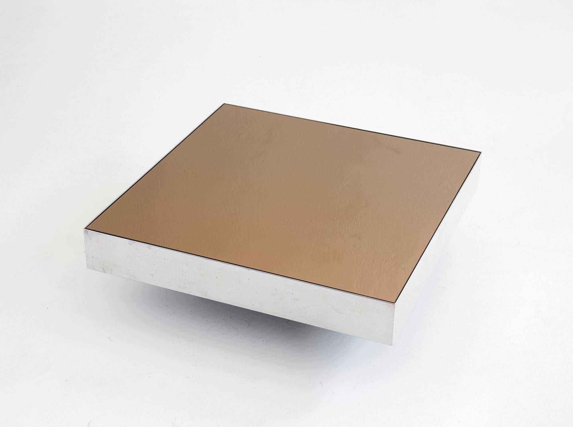 Couchtisch aus Stahl und champagnerglas von Giovanni Ausenda für NY Form, 1970 (Moderne der Mitte des Jahrhunderts) im Angebot