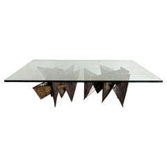 Steel and Copper Brutalist Mid-Century Coffee Table, 1970s