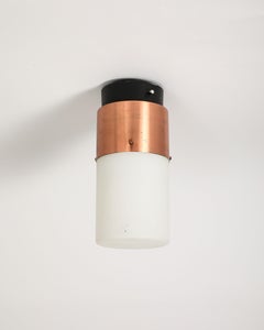 Steel and Copper Flush Mount Light by Stilnovo, Italy, c. 1960