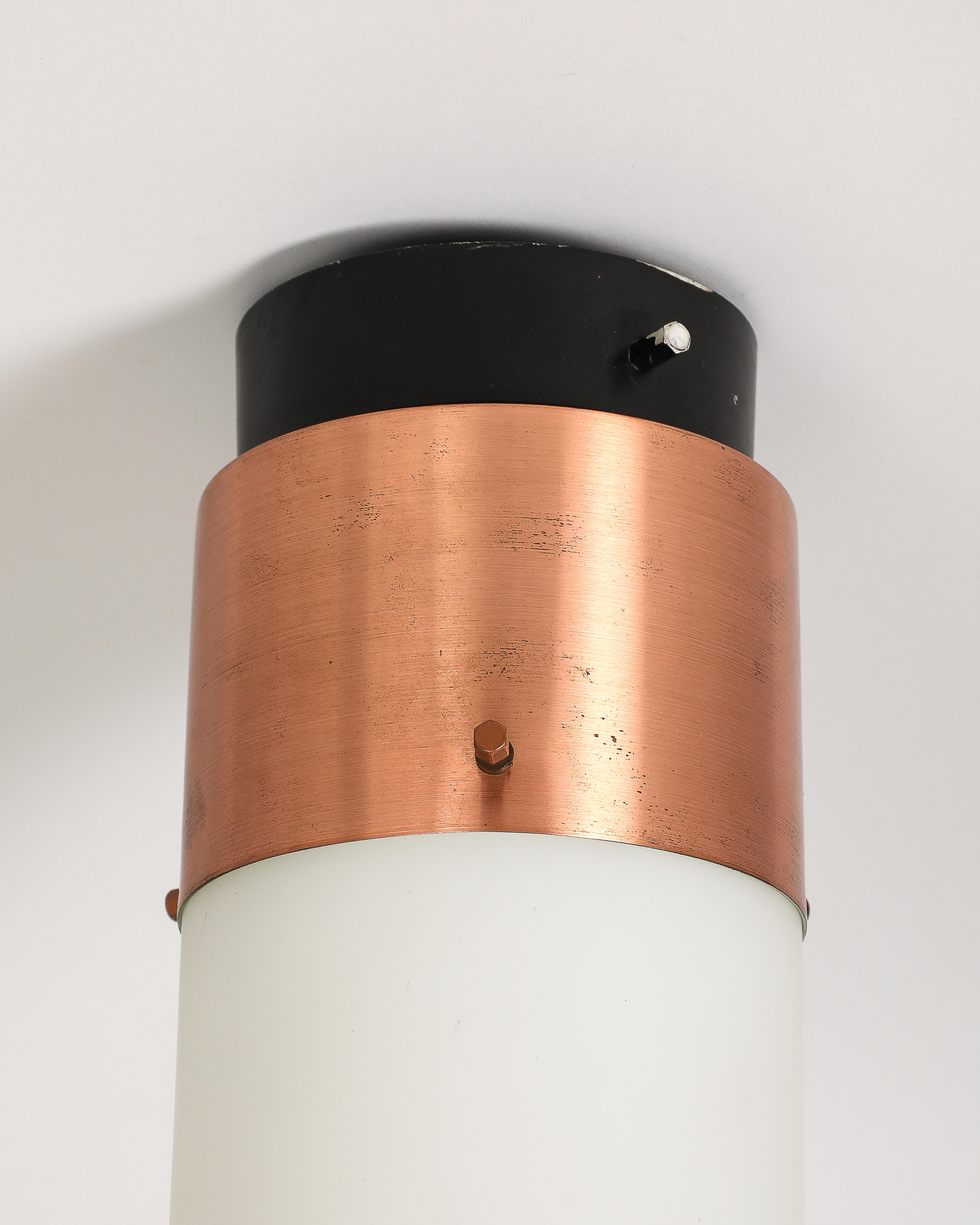 Steel and Copper Flush Mount Light by Stilnovo, Italy, c. 1960 For Sale 4