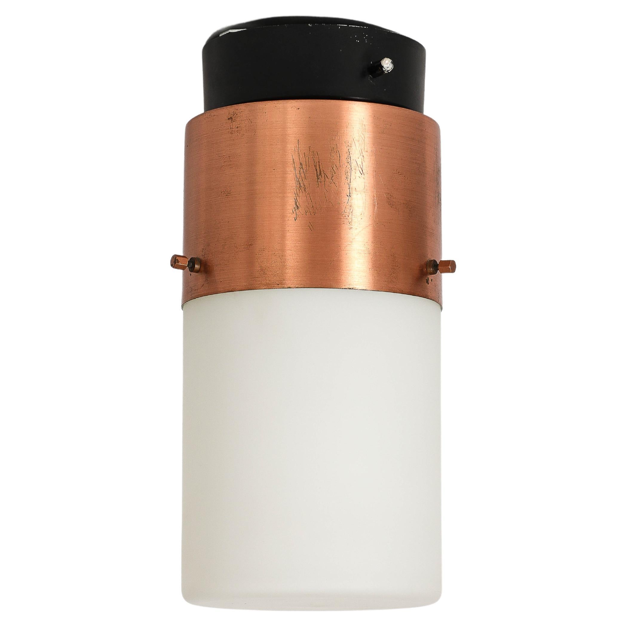 Steel and Copper Flush Mount Light by Stilnovo, Italy, c. 1960 For Sale