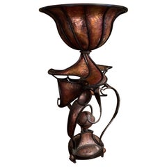 Jardinière en acier et cuivre d'André Dubreuil