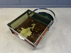 Steel and cowhide coffee table by Willy Rizzo, 1970s