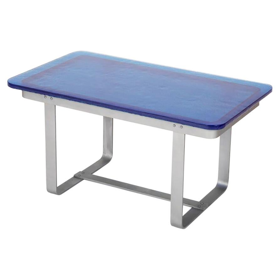Steel and Custom Colored Glass Top in the Manner of Louis Sognot For Sale at 1stDibs