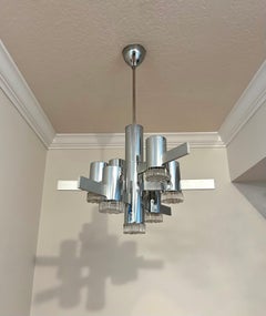 Steel and Glass 7-Light Ceiling Fixture by Sciolari