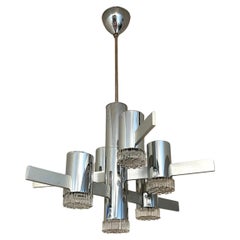 Steel and Glass 7-Light Ceiling Fixture by Sciolari