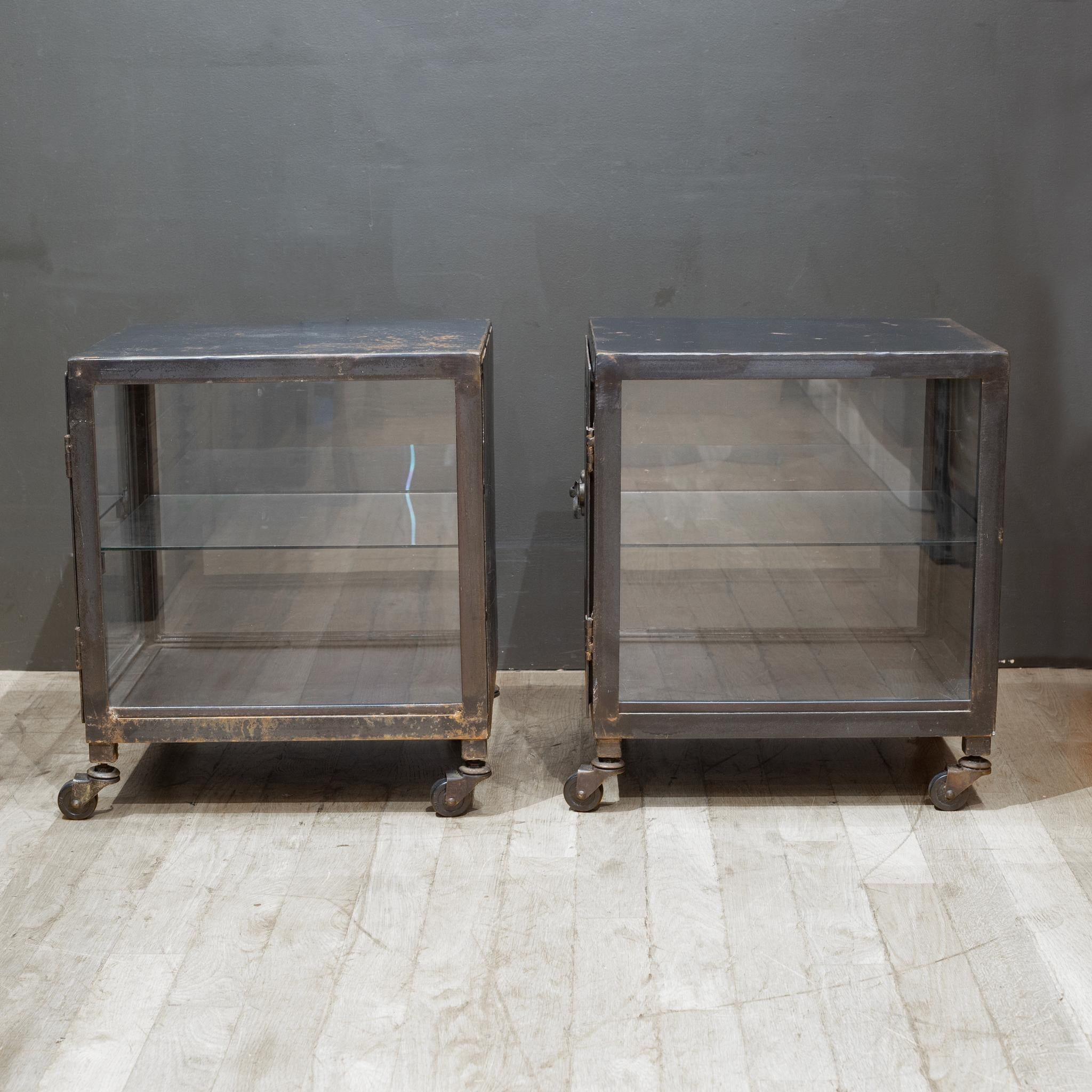 Steel and Glass Apothecary Side Tables-Pair In Good Condition For Sale In San Francisco, CA
