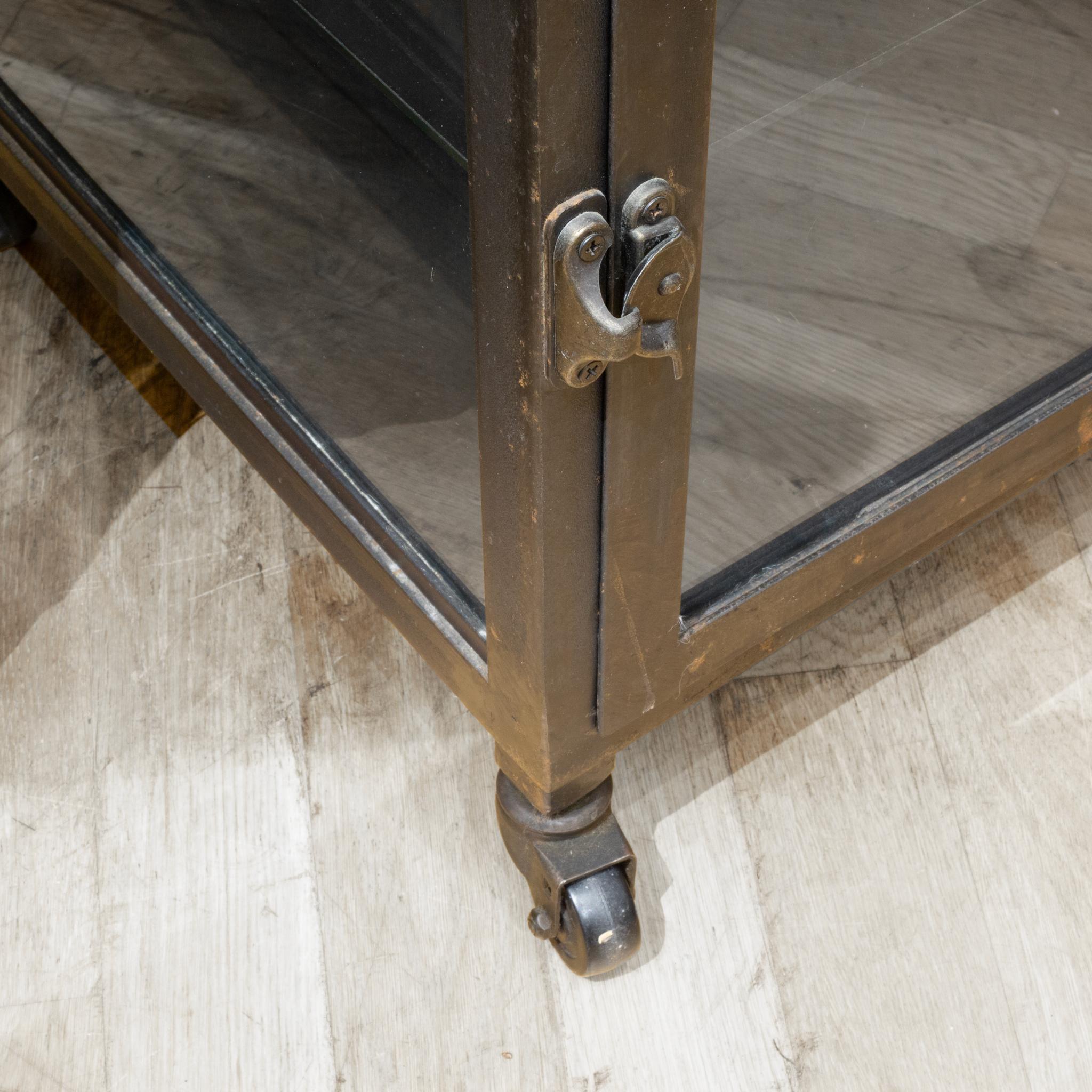 Steel and Glass Apothecary Side Tables-Pair For Sale 1