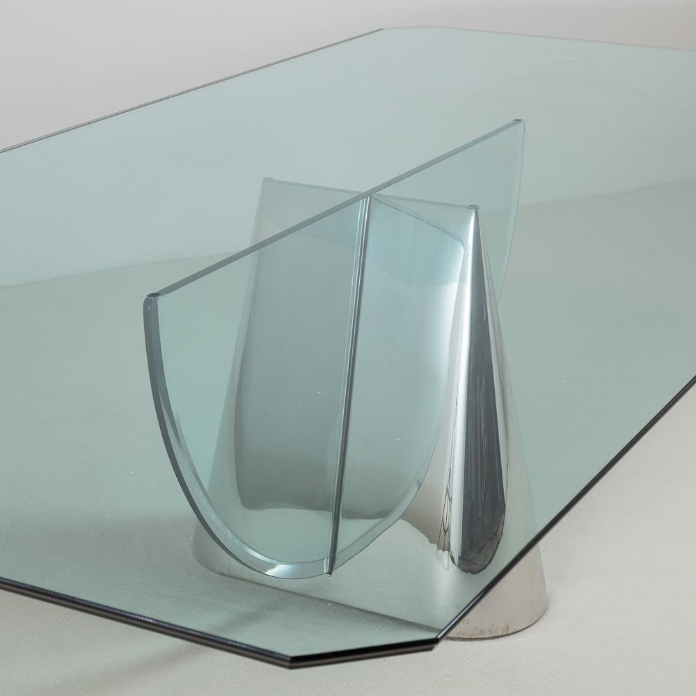 Mid-Century Modern Steel and Glass Brueton designed Table Base, 1970s