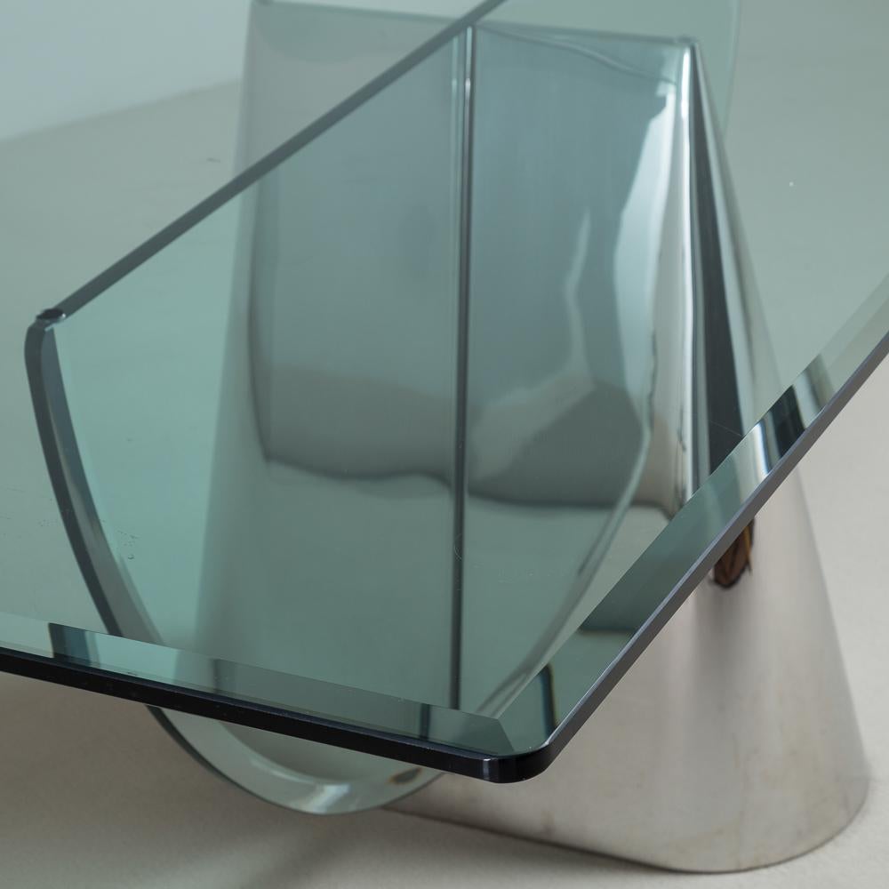 Steel and Glass Brueton designed Table Base, 1970s 1