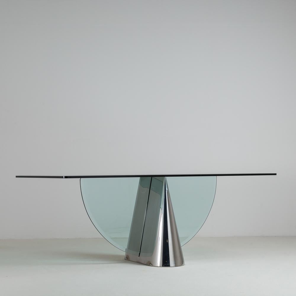 Steel and Glass Brueton designed Table Base, 1970s 2