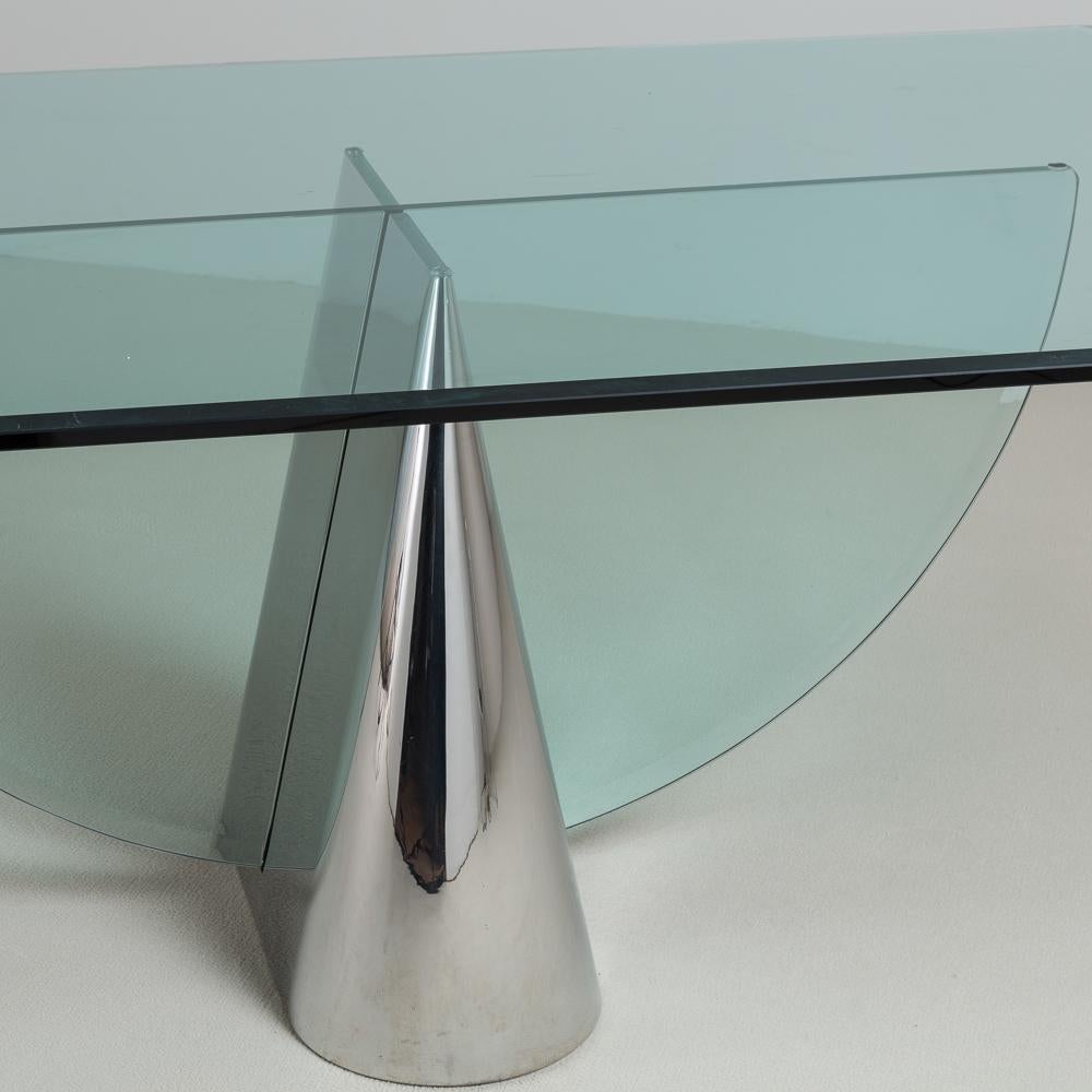 Steel and Glass Brueton designed Table Base, 1970s 3