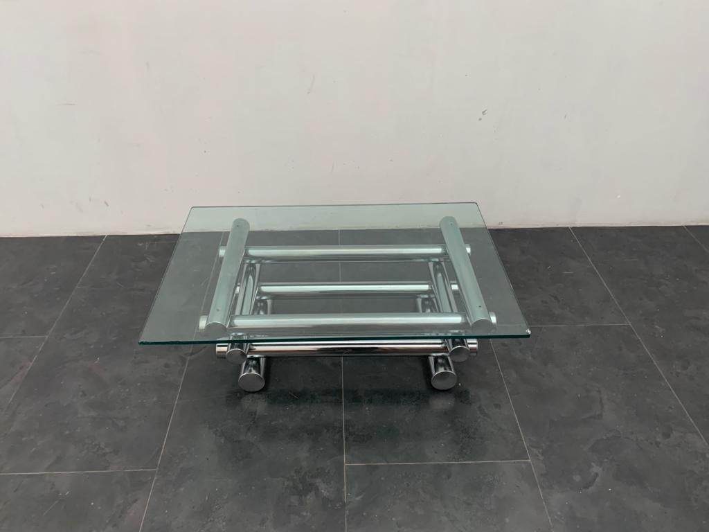 Steel and Glass Coffee Table, 1970s For Sale 3