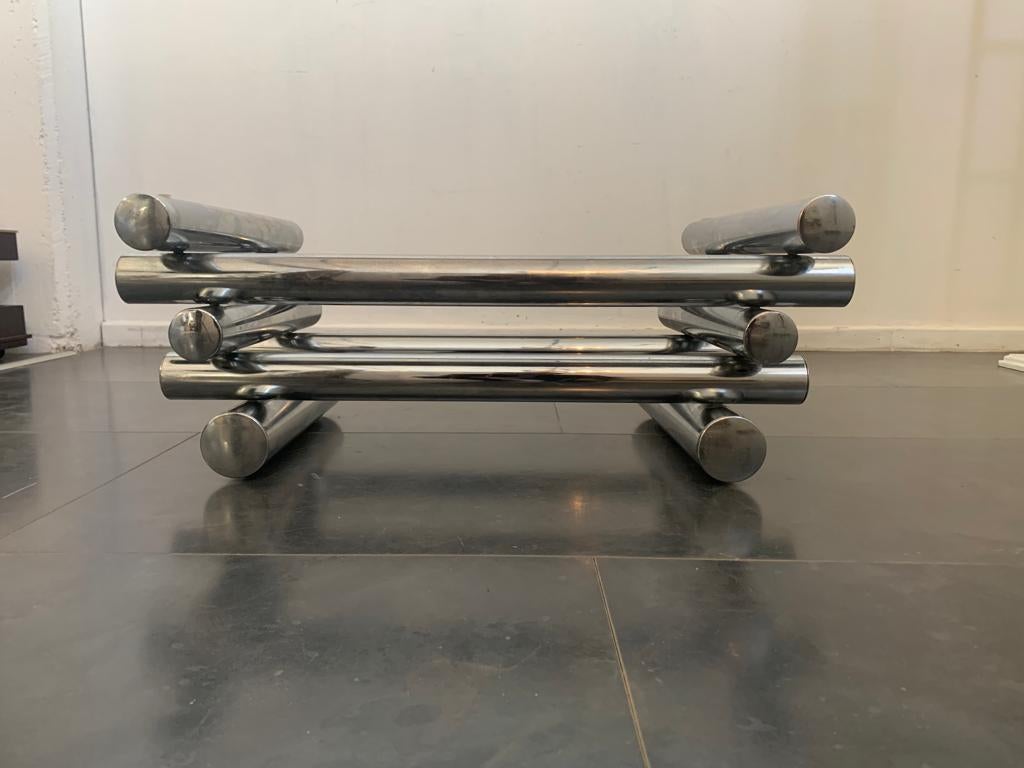 Steel and Glass Coffee Table, 1970s For Sale 4